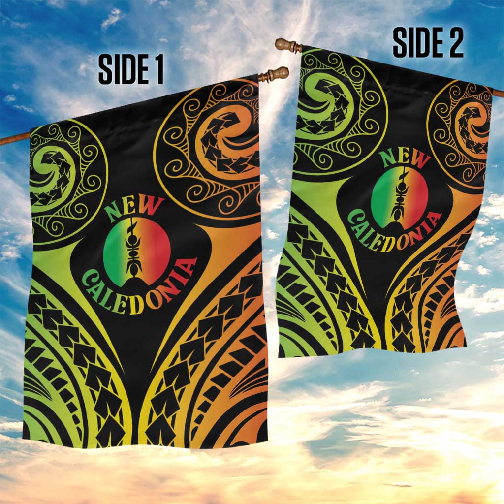 New Caledonia Day Garden Flag Polynesian Curves Reggae Color - Polynesian Pride