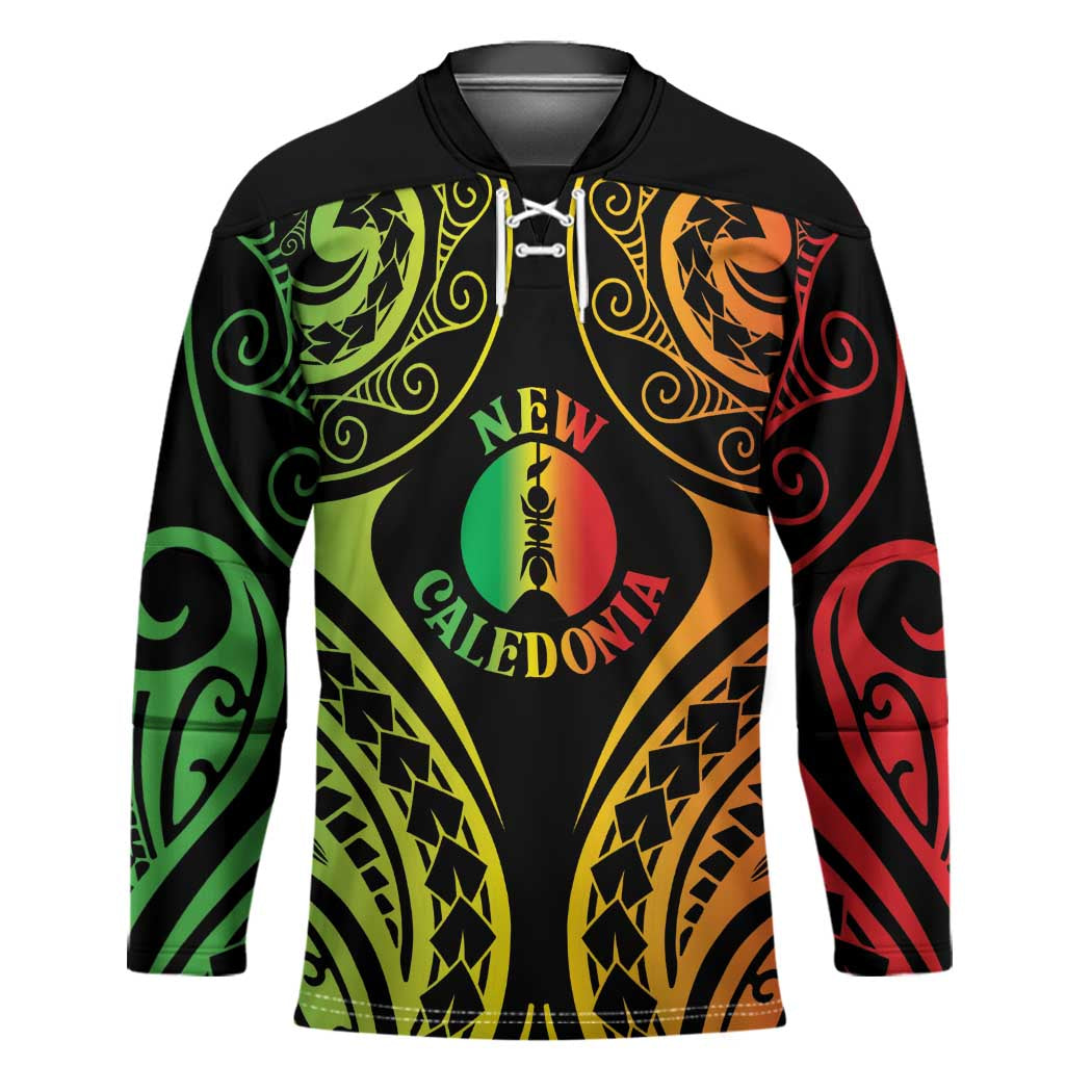 New Caledonia Day Hockey Jersey Polynesian Curves Reggae Color LT05 Unisex Reggae - Polynesian Pride