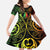 New Caledonia Day Kid Short Sleeve Dress Polynesian Curves Reggae Color - Polynesian Pride