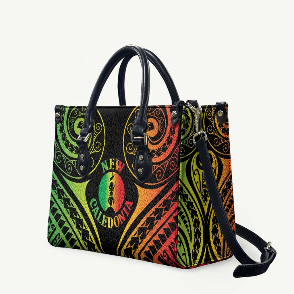 New Caledonia Day Leather Bag Polynesian Curves Reggae Color - Polynesian Pride