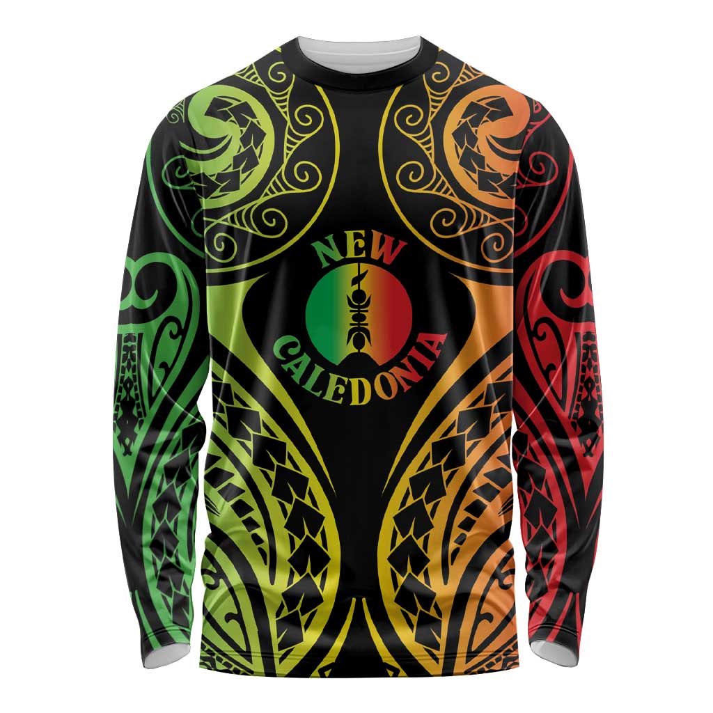 New Caledonia Day Long Sleeve Shirt Polynesian Curves Reggae Color LT05 Unisex Reggae - Polynesian Pride