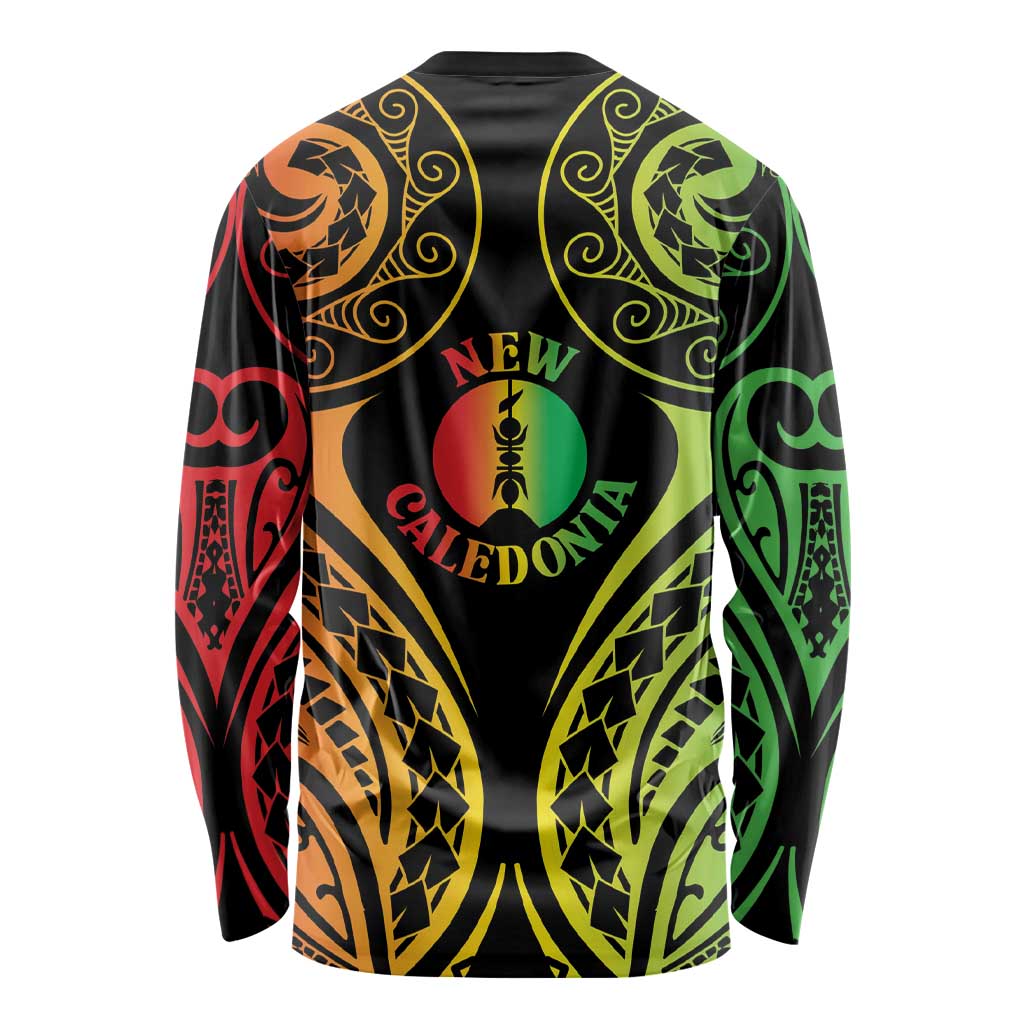 New Caledonia Day Long Sleeve Shirt Polynesian Curves Reggae Color LT05 - Polynesian Pride