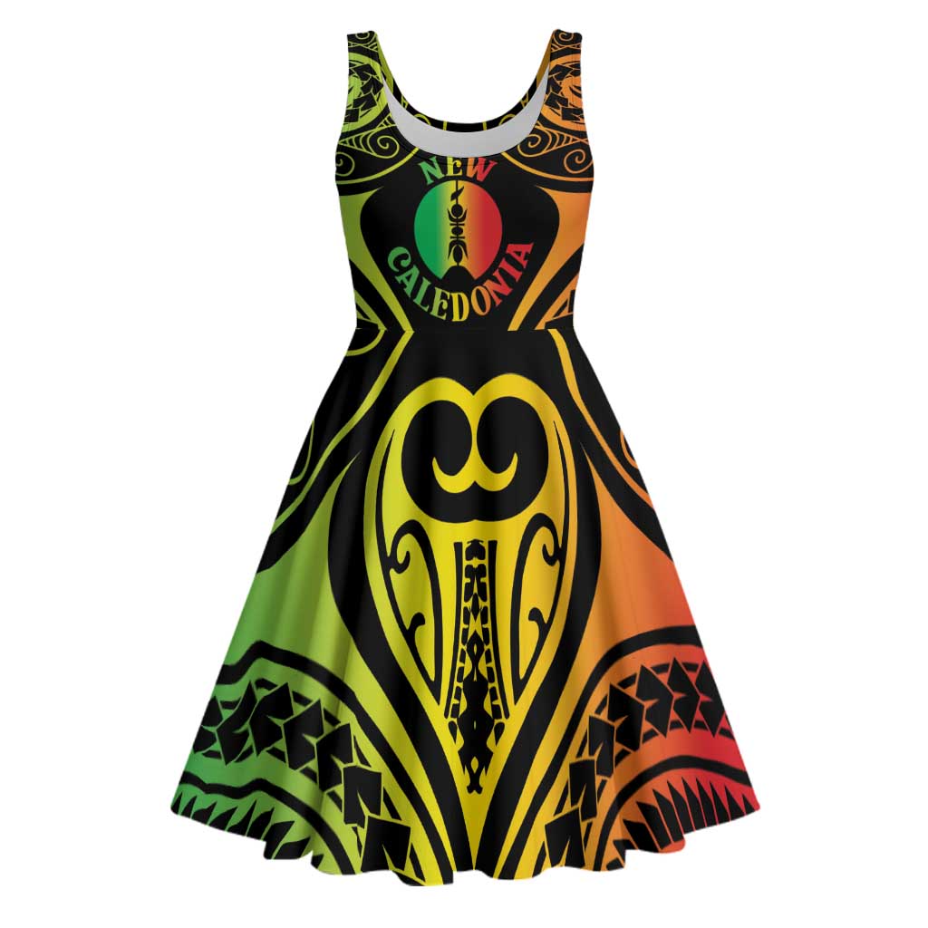 New Caledonia Day Midi Dress Polynesian Curves Reggae Color - Polynesian Pride