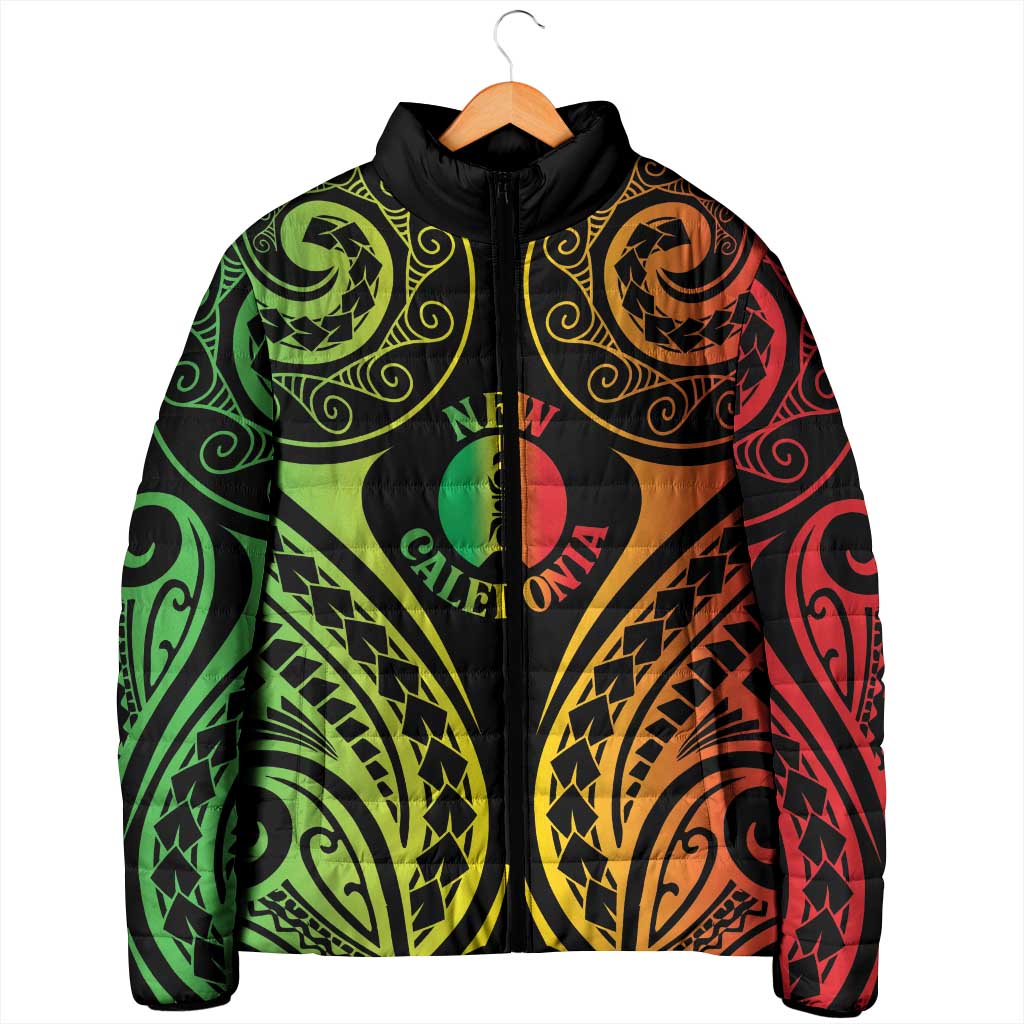 New Caledonia Day Padded Jacket Polynesian Curves Reggae Color LT05 - Polynesian Pride