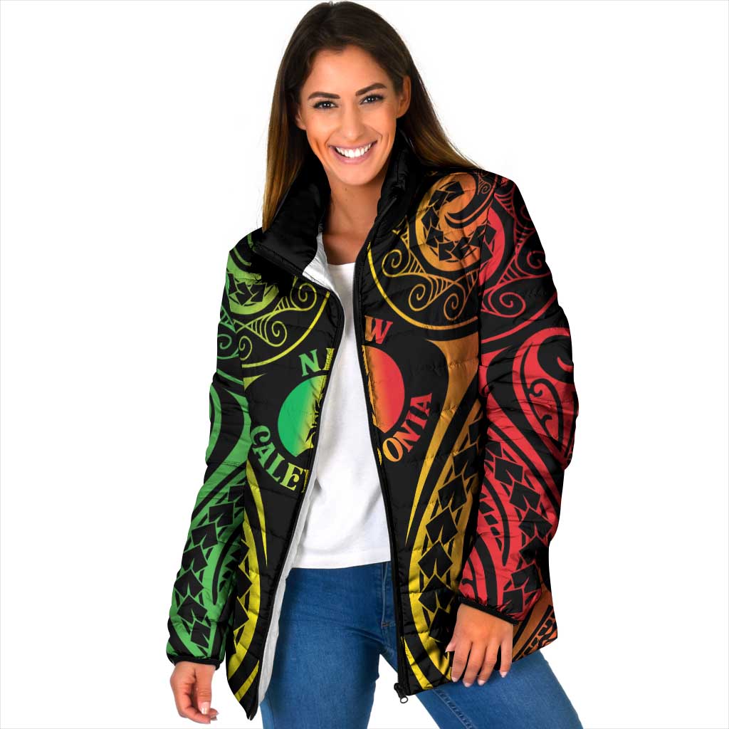 New Caledonia Day Padded Jacket Polynesian Curves Reggae Color LT05 Women Reggae - Polynesian Pride
