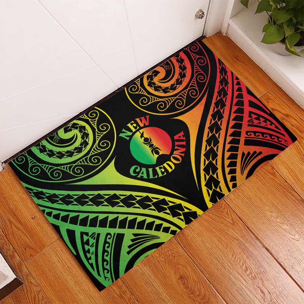 New Caledonia Day Rubber Doormat Polynesian Curves Reggae Color LT05 - Polynesian Pride