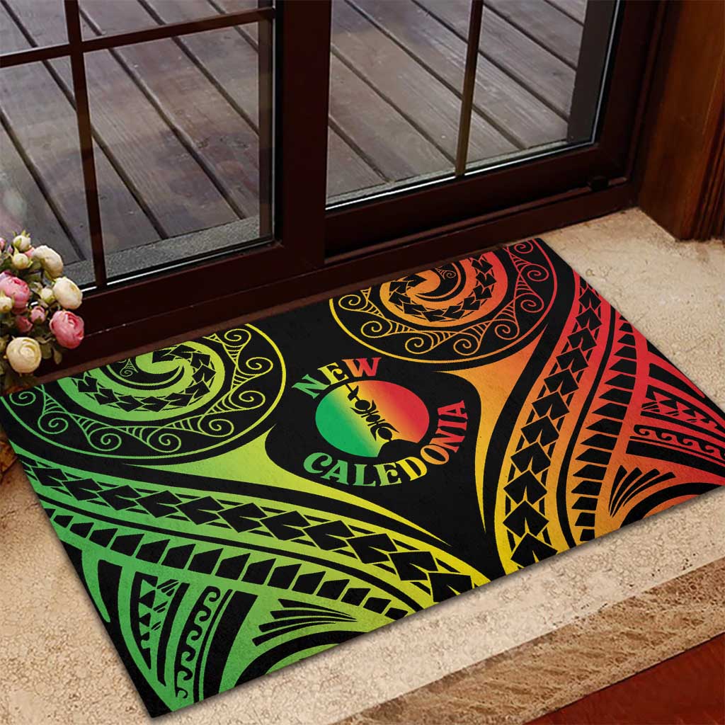New Caledonia Day Rubber Doormat Polynesian Curves Reggae Color LT05 - Polynesian Pride