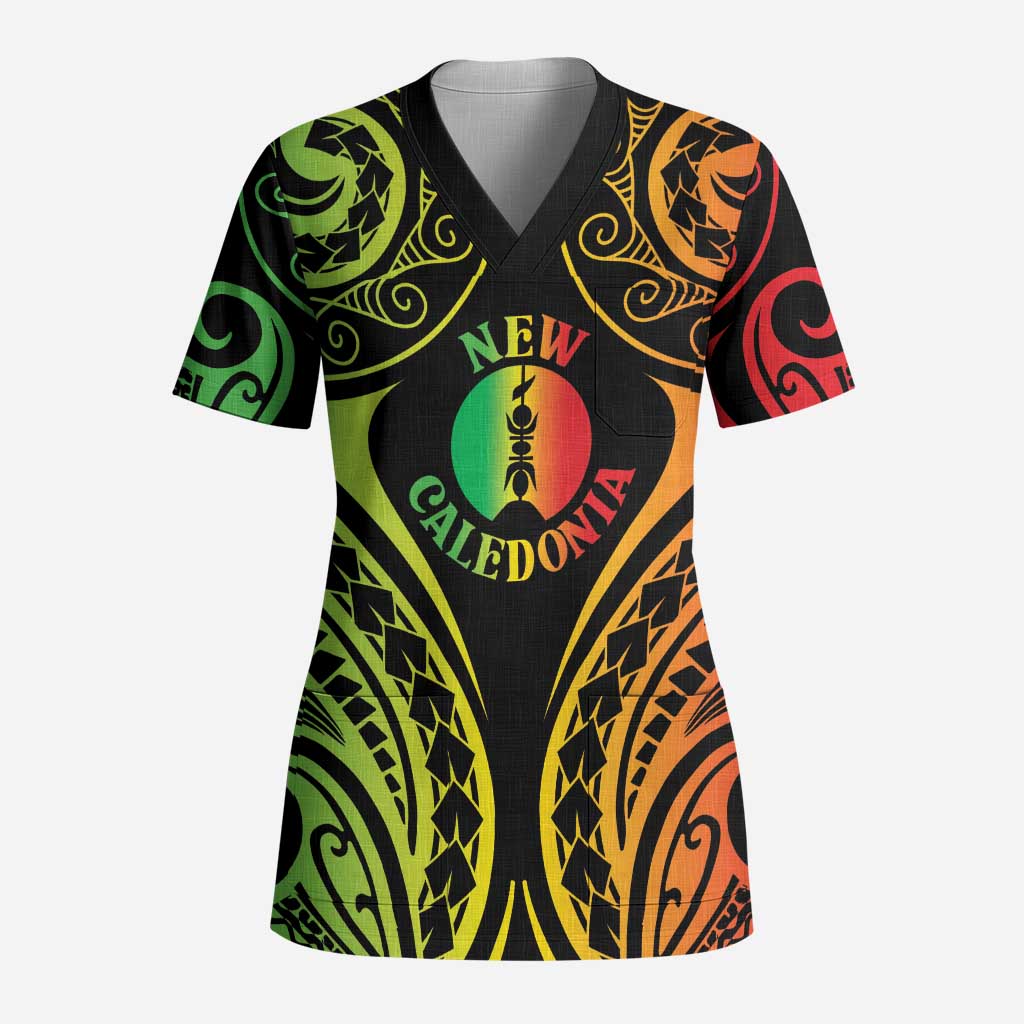 New Caledonia Day Scrub Top Polynesian Curves Reggae Color LT05 Adult Reggae - Polynesian Pride