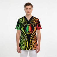 New Caledonia Day Scrub Top Polynesian Curves Reggae Color - Polynesian Pride