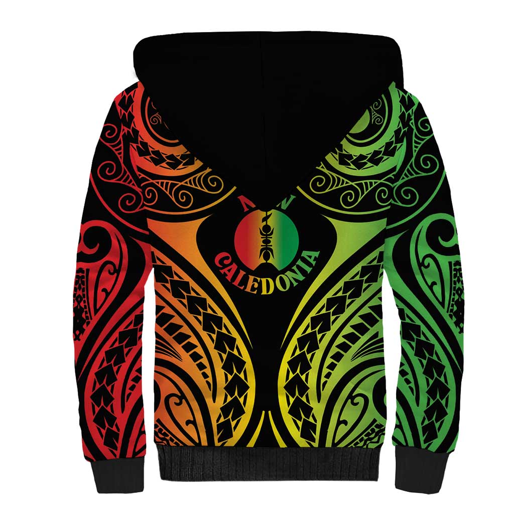 New Caledonia Day Sherpa Hoodie Polynesian Curves Reggae Color LT05 - Polynesian Pride