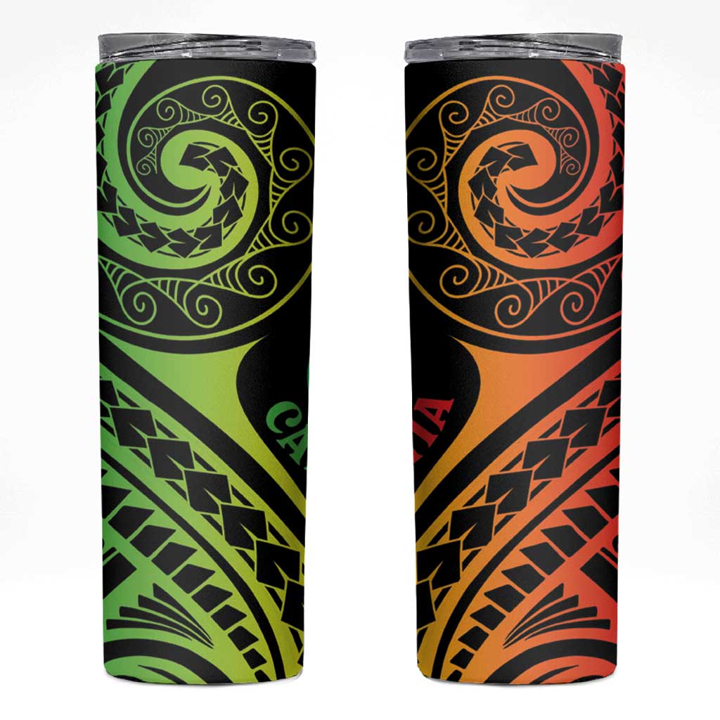 New Caledonia Day Skinny Tumbler Polynesian Curves Reggae Color - Polynesian Pride