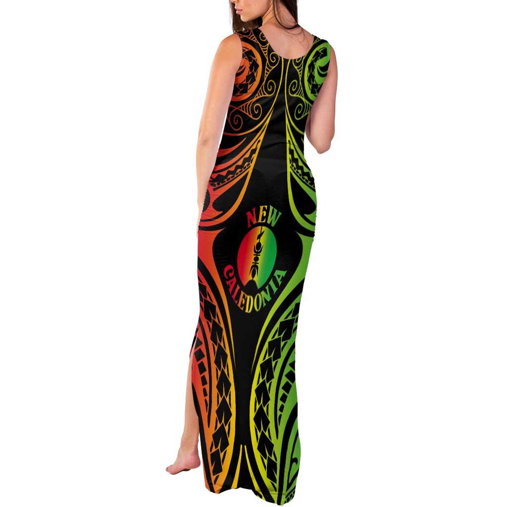 New Caledonia Day Tank Maxi Dress Polynesian Curves Reggae Color - Polynesian Pride