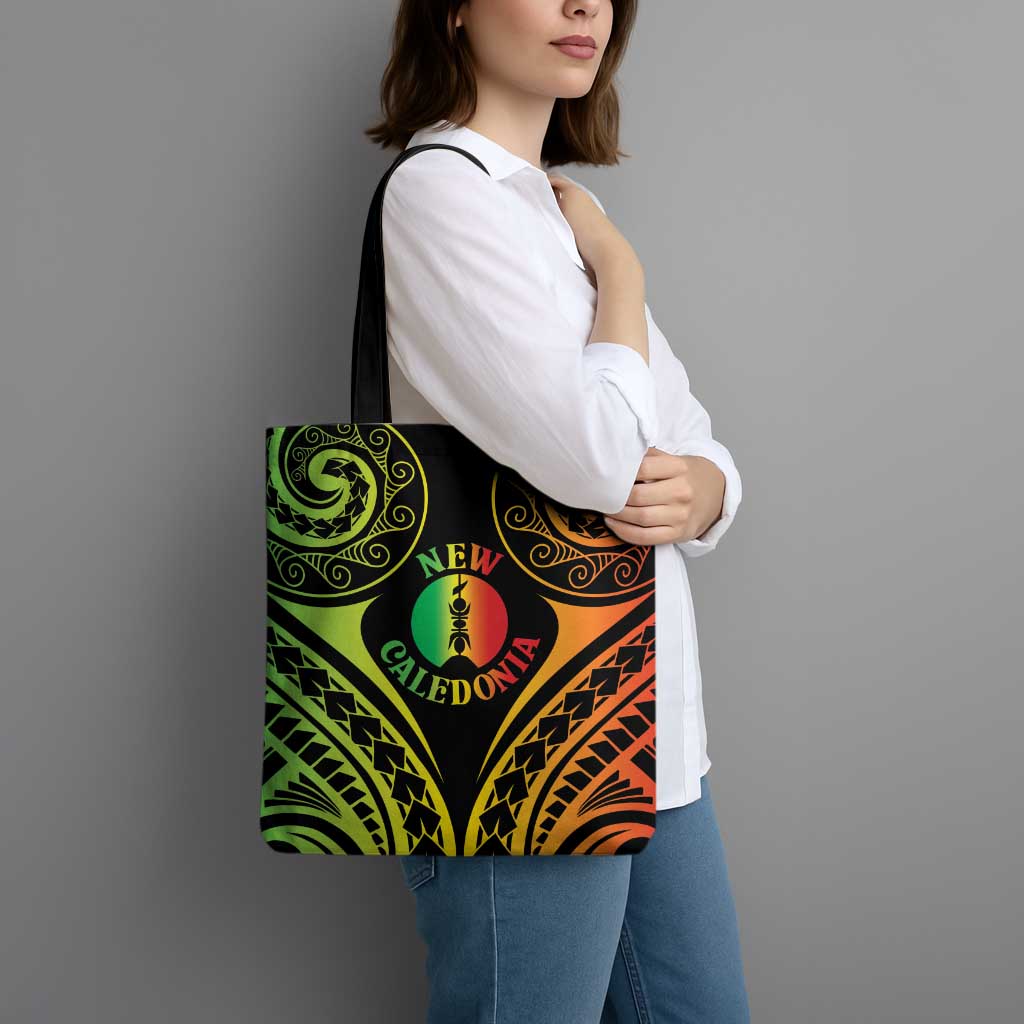 New Caledonia Day Tote Bag Polynesian Curves Reggae Color - Polynesian Pride