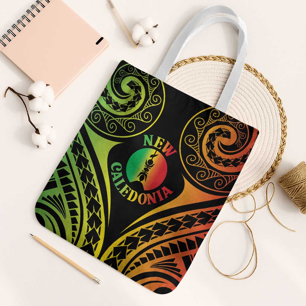 New Caledonia Day Tote Bag Polynesian Curves Reggae Color - Polynesian Pride