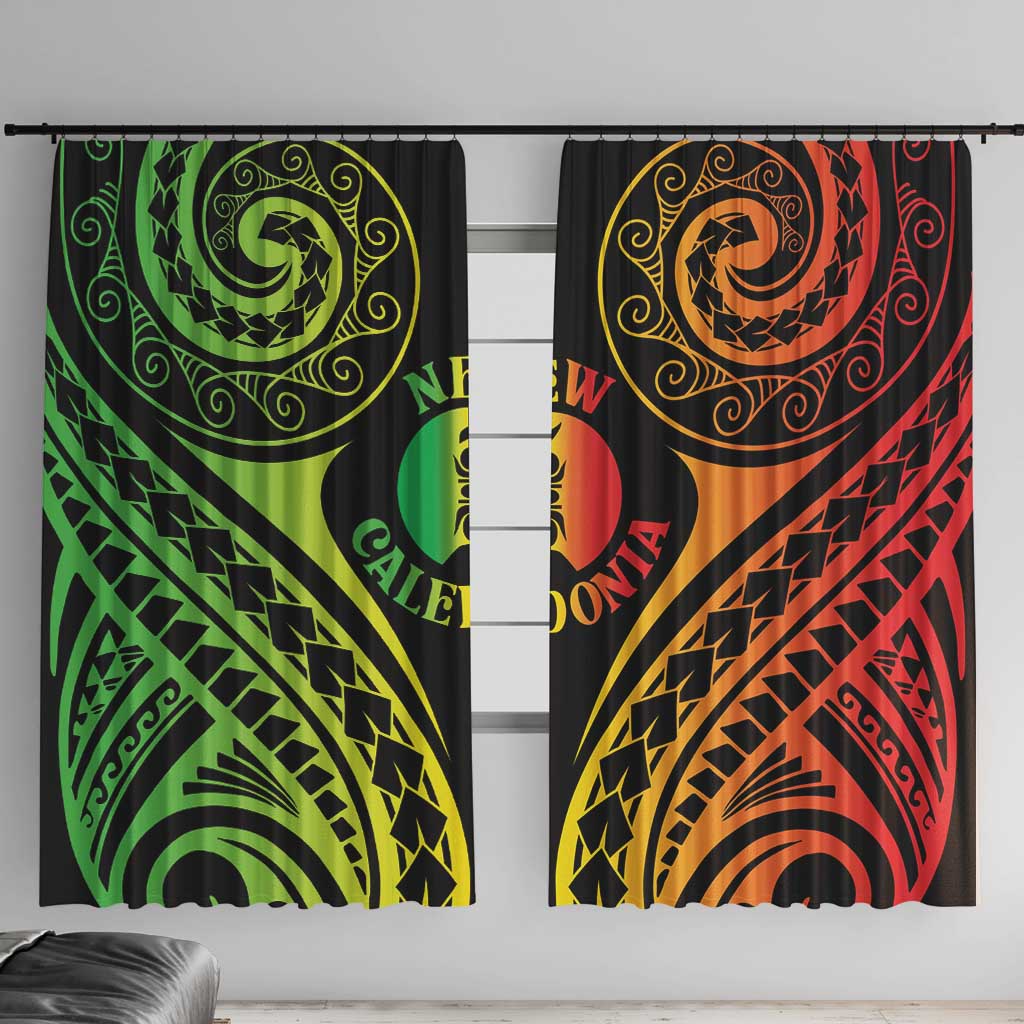 New Caledonia Day Window Curtain Polynesian Curves Reggae Color LT05 With Hooks Reggae - Polynesian Pride