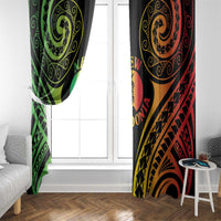 New Caledonia Day Window Curtain Polynesian Curves Reggae Color - Polynesian Pride
