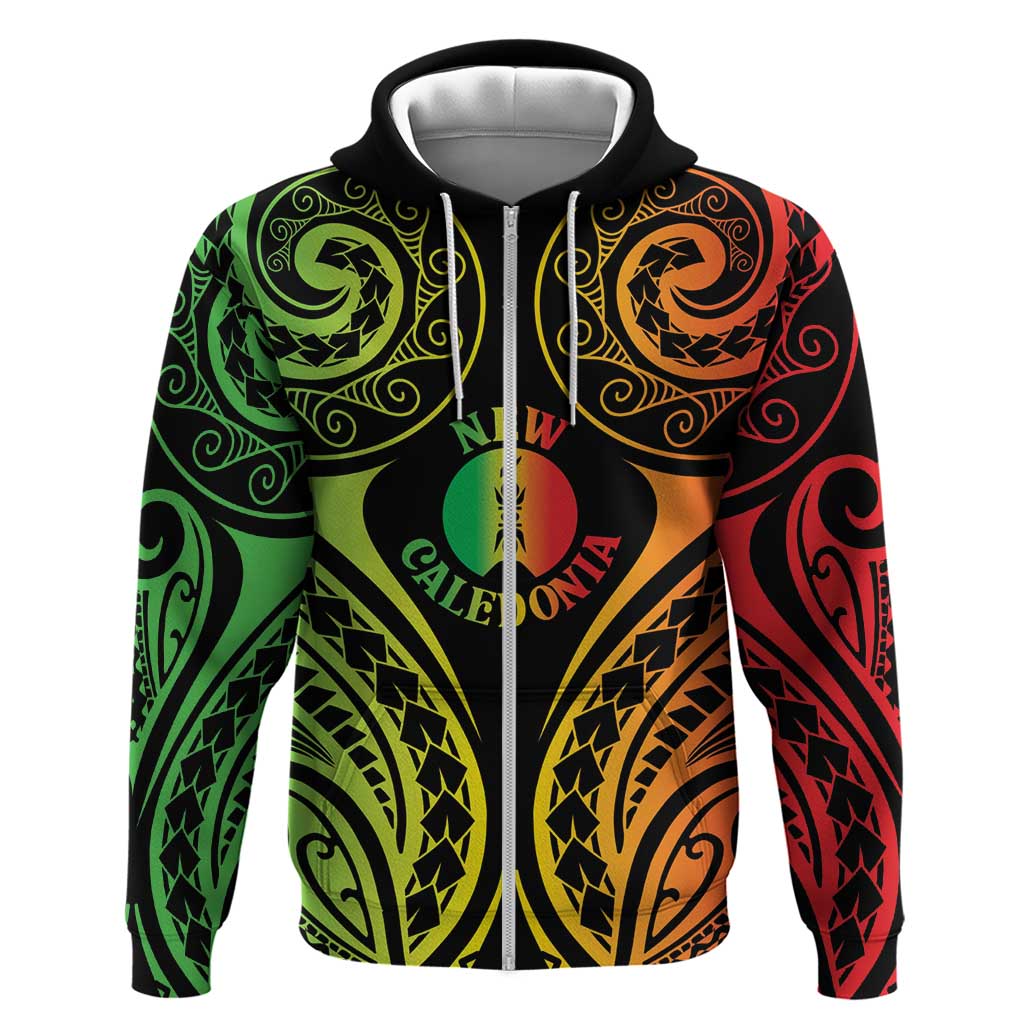 New Caledonia Day Zip Hoodie Polynesian Curves Reggae Color LT05 Zip Hoodie Reggae - Polynesian Pride
