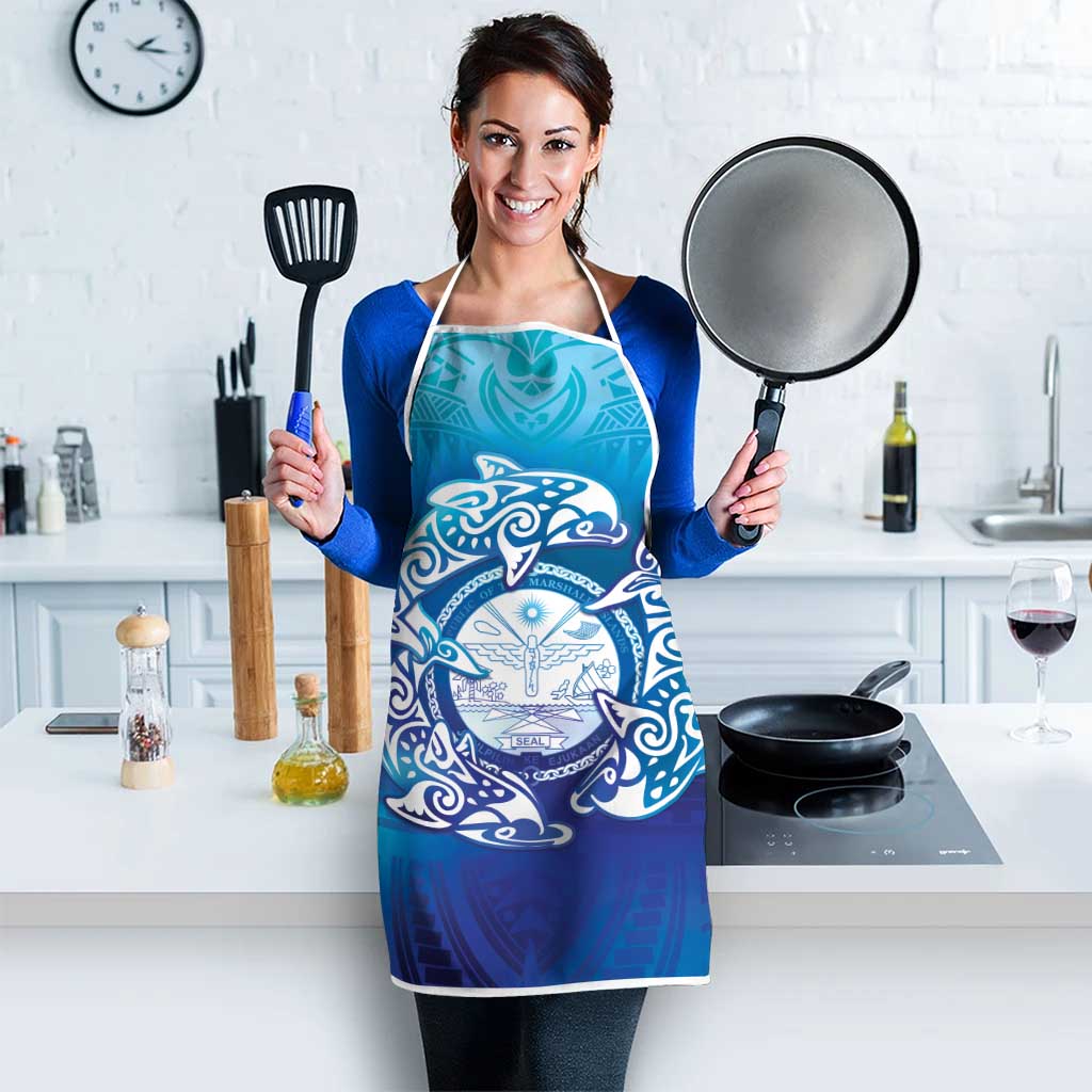 Marshall Islands Manit Day Apron Tribal Dolphin With Marshall Seal - Polynesian Pride