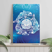Marshall Islands Manit Day Canvas Wall Art Tribal Dolphin With Marshall Seal - Polynesian Pride