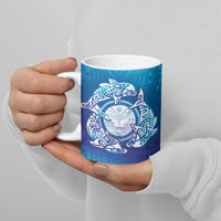 Marshall Islands Manit Day Ceramic Mug Tribal Dolphin With Marshall Seal - Polynesian Pride