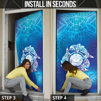 Marshall Islands Manit Day Door Cover Tribal Dolphin With Marshall Seal - Polynesian Pride