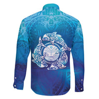 Marshall Islands Manit Day Family Matching Mermaid Dress and Hawaiian Shirt Tribal Dolphin With Marshall Seal - Polynesian Pride