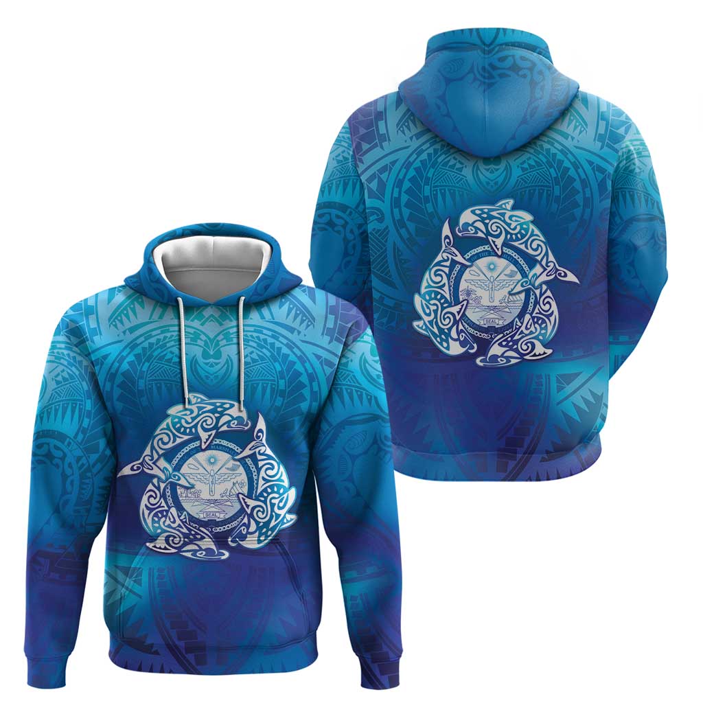 Marshall Islands Manit Day Hoodie Tribal Dolphin With Marshall Seal - Polynesian Pride