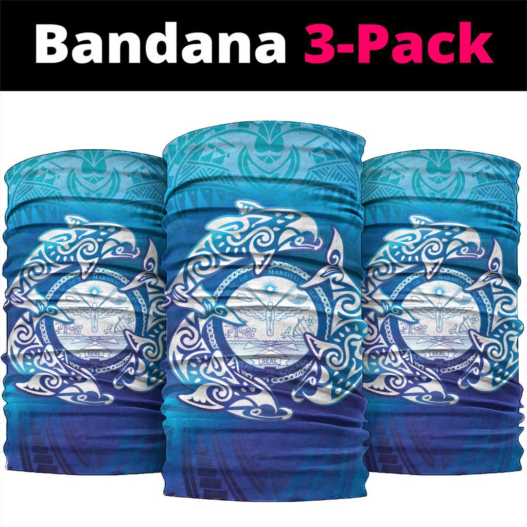 Marshall Islands Manit Day Neck Gaiter Tribal Dolphin With Marshall Seal LT05