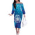 Marshall Islands Manit Day Off The Shoulder Long Sleeve Dress Tribal Dolphin With Marshall Seal - Polynesian Pride