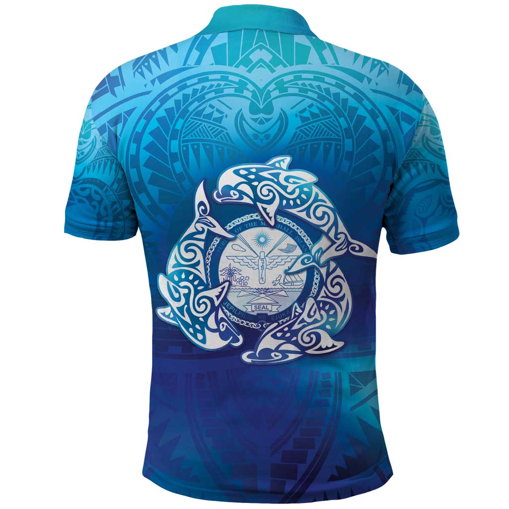Marshall Islands Manit Day Polo Shirt Tribal Dolphin With Marshall Seal - Polynesian Pride