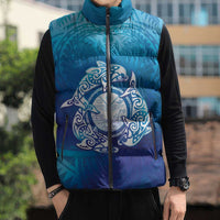 Marshall Islands Manit Day Sleeveless Puffer Jacket Tribal Dolphin With Marshall Seal - Polynesian Pride