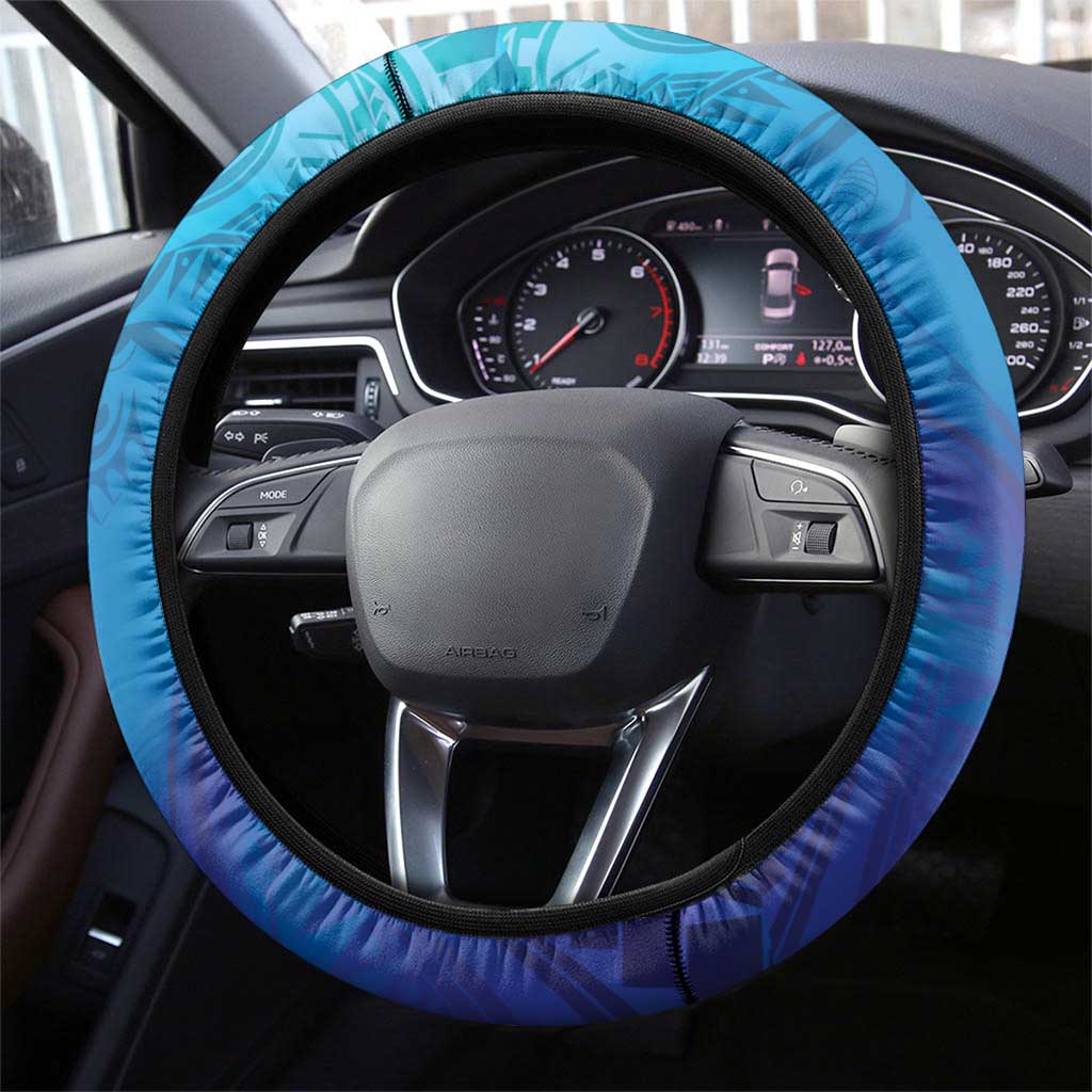 Marshall Islands Manit Day Steering Wheel Cover Tribal Dolphin With Marshall Seal - Polynesian Pride