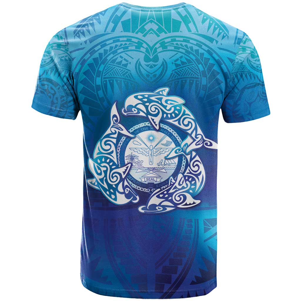 Marshall Islands Manit Day T Shirt Tribal Dolphin With Marshall Seal - Polynesian Pride