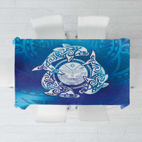 Marshall Islands Manit Day Tablecloth Tribal Dolphin With Marshall Seal - Polynesian Pride