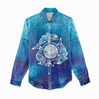 Marshall Islands Manit Day Women Casual Shirt Tribal Dolphin With Marshall Seal - Polynesian Pride