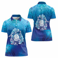 Marshall Islands Manit Day Women Polo Shirt Tribal Dolphin With Marshall Seal - Polynesian Pride