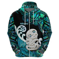 Personalized Aotearoa New Zealand Hoodie Paua Shell Fern Koru With Maori Hei Tiki LT05 - Polynesian Pride