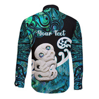 Personalized Aotearoa New Zealand Long Sleeve Button Shirt Paua Shell Fern Koru With Maori Hei Tiki LT05 - Polynesian Pride