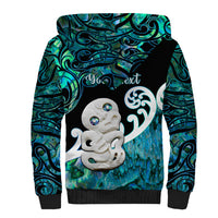 Personalized Aotearoa New Zealand Sherpa Hoodie Paua Shell Fern Koru With Maori Hei Tiki LT05 - Polynesian Pride