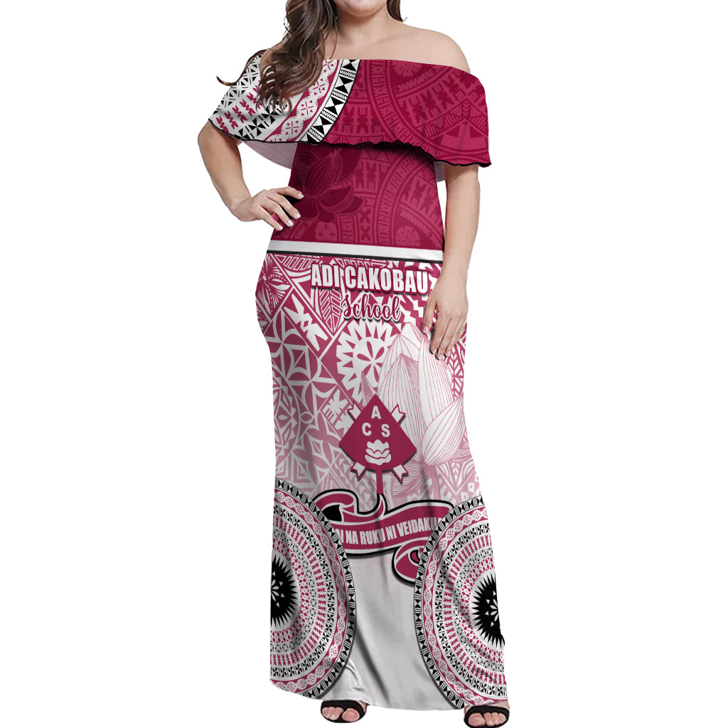 Adi Cakobau School Off Shoulder Maxi Dress 75th Anniversary LT05 Women Pink - Polynesian Pride