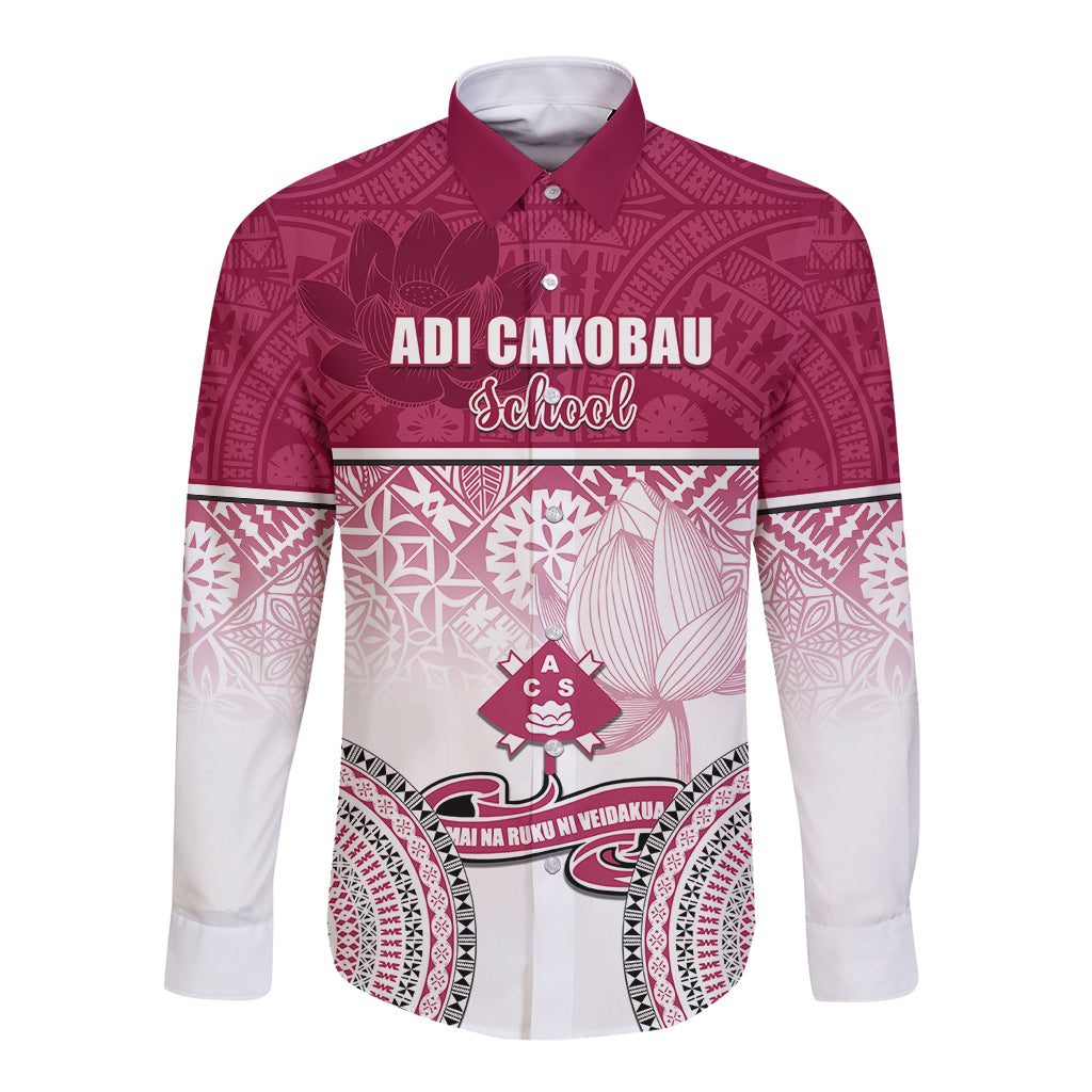Personalized Adi Cakobau School Long Sleeve Button Shirt With Fijian Tapa Pattern LT05 Unisex Pink - Polynesian Pride