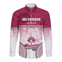 Personalized Adi Cakobau School Long Sleeve Button Shirt With Fijian Tapa Pattern LT05 Unisex Pink - Polynesian Pride