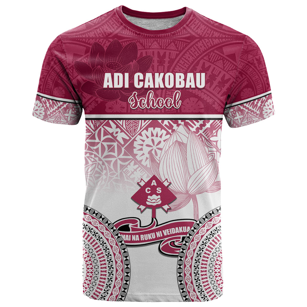 Personalized Adi Cakobau School T Shirt With Fijian Tapa Pattern LT05 Pink - Polynesian Pride
