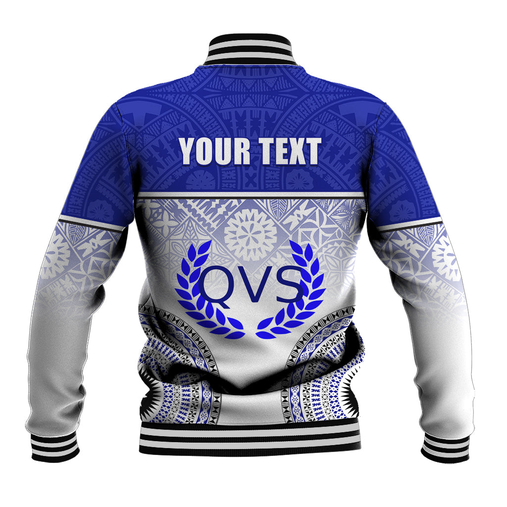 Personalized Queen Victoria School Baseball Jacket With Fijian Tapa Pattern LT05 - Polynesian Pride
