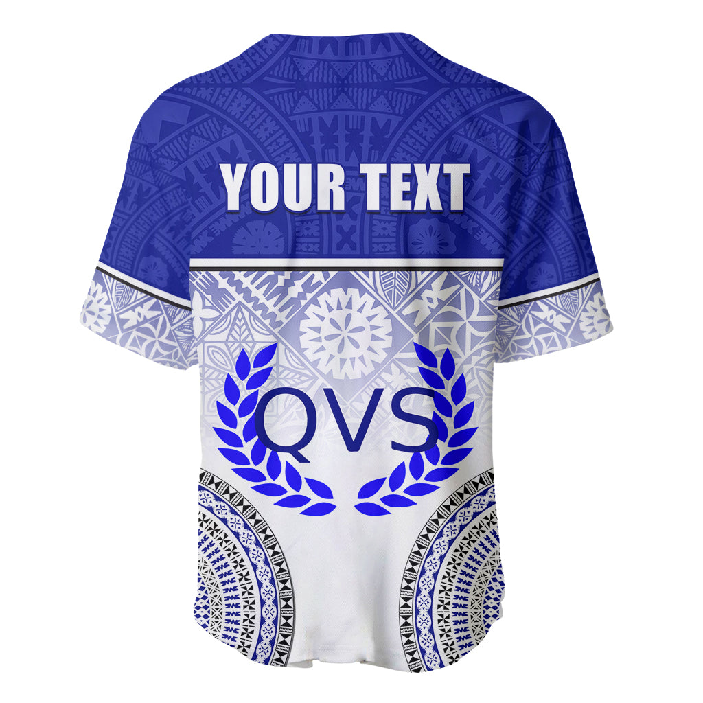Personalized Queen Victoria School Baseball Jersey With Fijian Tapa Pattern LT05 - Polynesian Pride