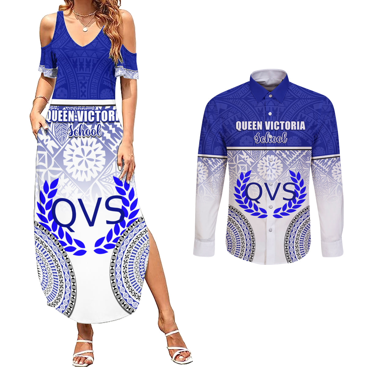 personalized-queen-victoria-school-couples-matching-summer-maxi-dress-and-long-sleeve-button-shirts-with-fijian-tapa-pattern