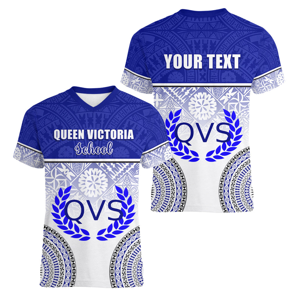 personalized-queen-victoria-school-women-v-neck-t-shirt-with-fijian-tapa-pattern
