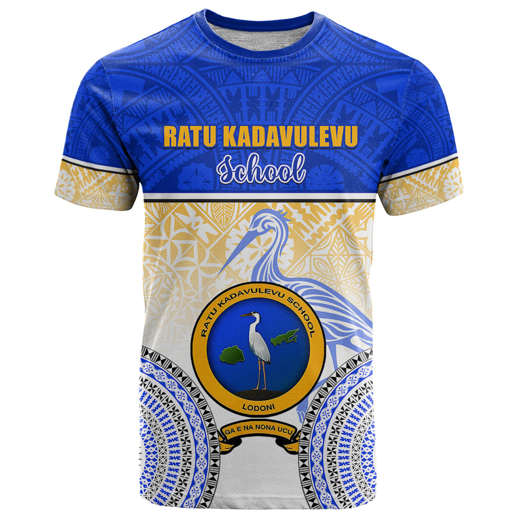 Personalized Ratu Kadavulevu School T Shirt With Fijian Tapa Pattern LT05 Blue - Polynesian Pride
