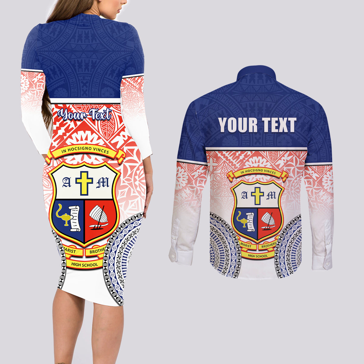 personalized-marist-brothers-high-school-couples-matching-long-sleeve-bodycon-dress-and-long-sleeve-button-shirts-with-fijian-tapa-pattern