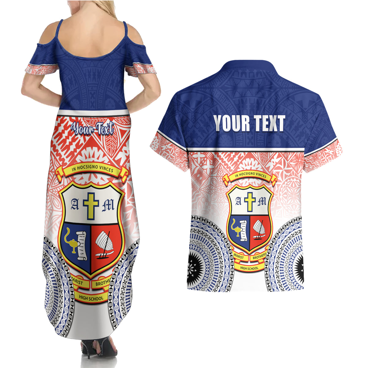 personalized-marist-brothers-high-school-couples-matching-summer-maxi-dress-and-hawaiian-shirt-with-fijian-tapa-pattern